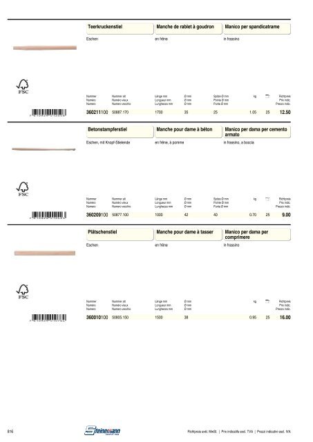 Catalogo manici di ricambio 2012 - Steinemann AG