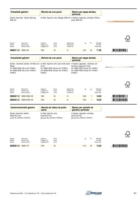 Catalogo manici di ricambio 2012 - Steinemann AG