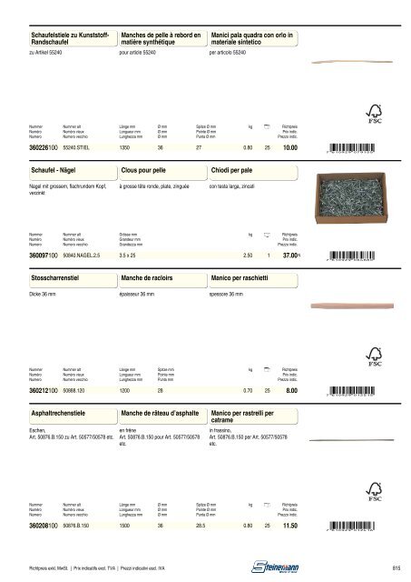 Catalogo manici di ricambio 2012 - Steinemann AG