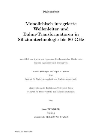 Monolithisch integrierte Wellenleiter und Balun-Transformatoren in ...