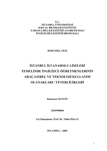 Ph.D Tez – PDF - Ramazan Zengin