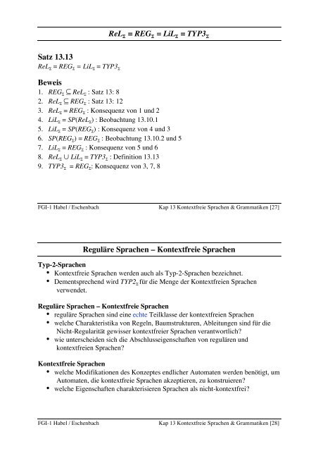 Kontextfreie Sprachen Kontextfreie Grammatiken Definition 13.1 ...