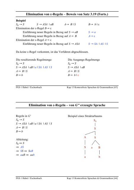 Kontextfreie Sprachen Kontextfreie Grammatiken Definition 13.1 ...