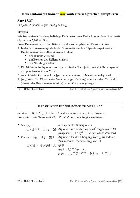 Kontextfreie Sprachen Kontextfreie Grammatiken Definition 13.1 ...