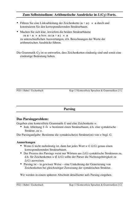 Kontextfreie Sprachen Kontextfreie Grammatiken Definition 13.1 ...