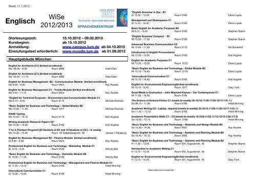 Englisch Sprachenzentrum Tum