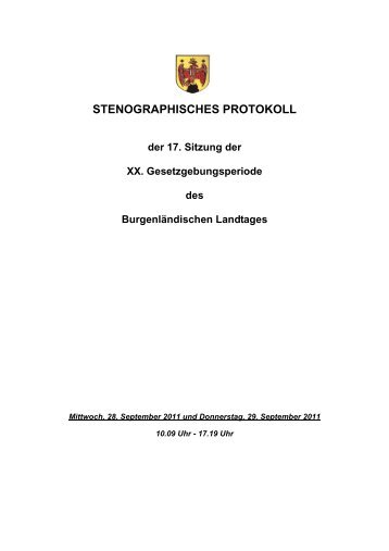STENOGRAPHISCHES PROTOKOLL - Burgenländischer Landtag