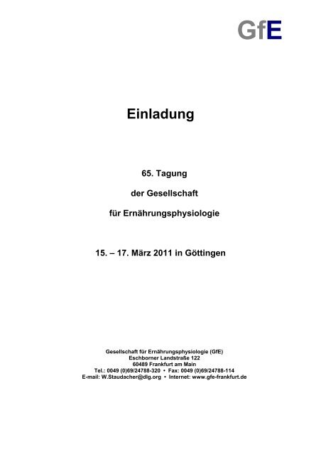 17. März 2011 in Göttingen - GfE - Gesellschaft für ...