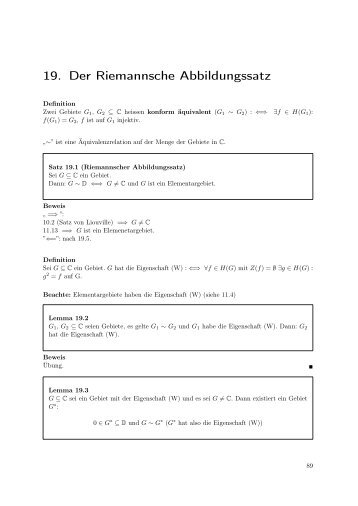 19. Der Riemannsche Abbildungssatz