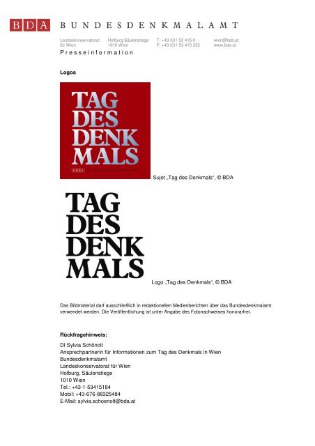 Pressetext zum TdD in Wien - Tag des Denkmals