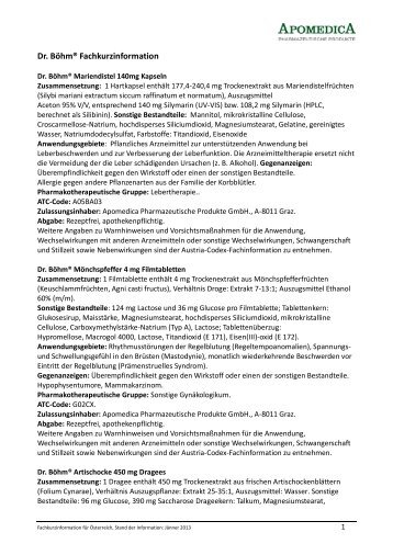 Fachkurzinformation Apomedica Produkte (alle Marken)