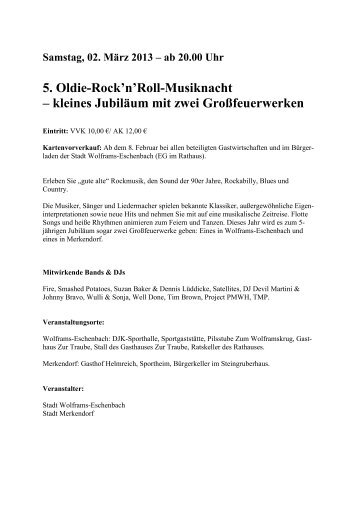 5. Oldie-Rock'n'Roll-Musiknacht - Stadt Wolframs-Eschenbach