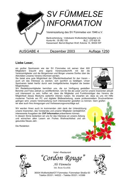 Ausgabe Nr. 4 Dezember 2003 - SV Fümmelse