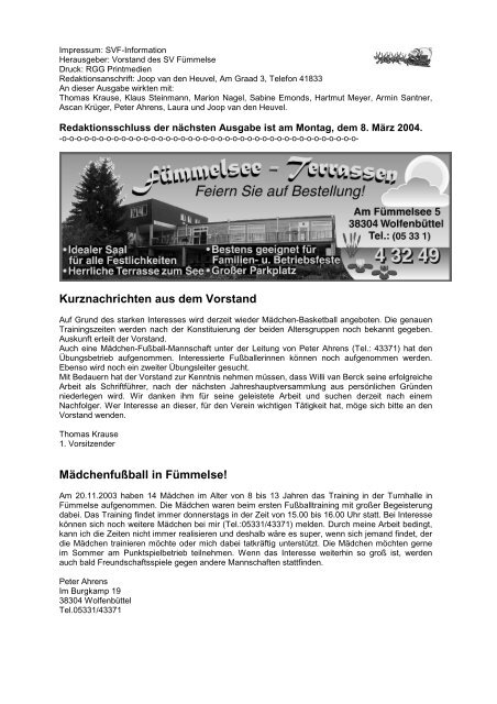 Ausgabe Nr. 4 Dezember 2003 - SV Fümmelse