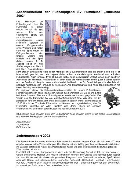 Ausgabe Nr. 4 Dezember 2003 - SV Fümmelse