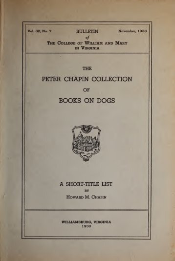 The Peter Chapin Collection of Books on Dogs - The W&M Digital ...