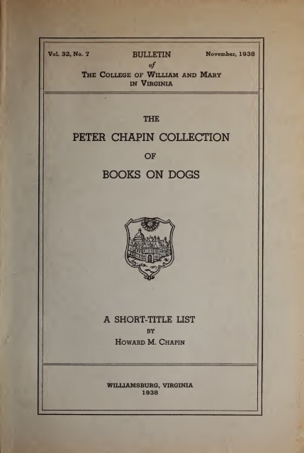 The Peter Chapin Collection of Books on Dogs - The W&M Digital ...