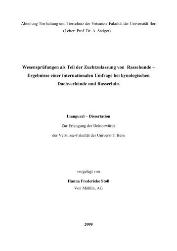 Wesensprüfungen als Teil der Zuchtzulassung von Rassehunde ...