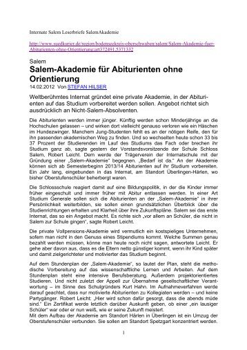 Salem-Akademie - INTERNATE - Bildungsstätten für die Elite von ...