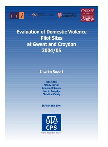 Evaluation of Domestic Violence Pilot Sites at Gwent - Crown ...