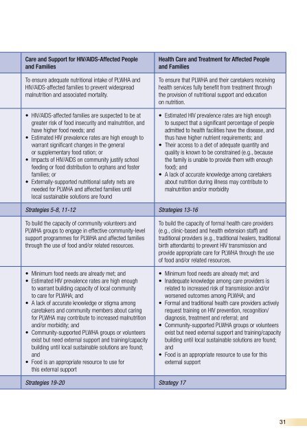Integration of HIV/AIDS activities with food and nutrition support in ...