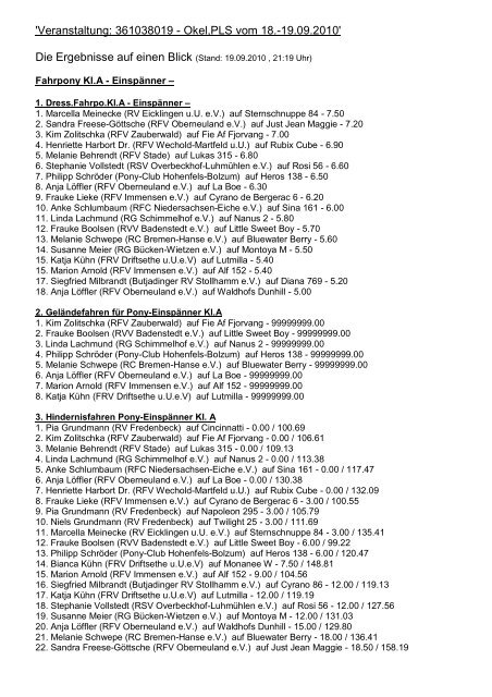 'Veranstaltung: 361038019 - Okel,PLS vom 18.-19.09.2010' Die ...