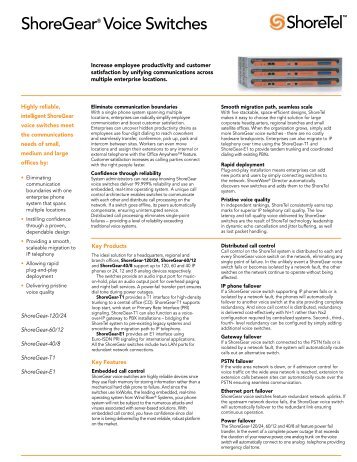 ShoreGear Voice Switches Datasheet - PCTEL Connected Solutions