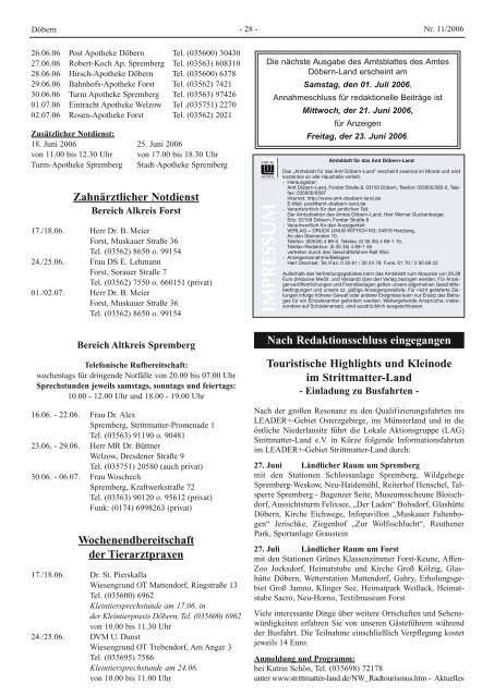 Amtsblatt Nr. 11/2006 - Amt Döbern Land