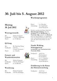 Wochenprogramm 30. Juli bis 5. August 2012 - Hotel Hochschober