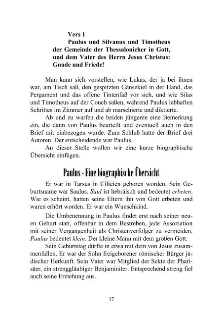 Gert Hoinle 1. Thessalonicher Einleitung und Kapitel 1 - JChristus.de