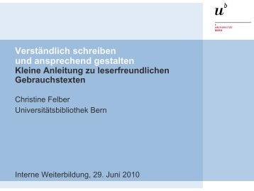 Verständlich schreiben (pdf, 357KB) - Universitätsbibliothek Bern ...