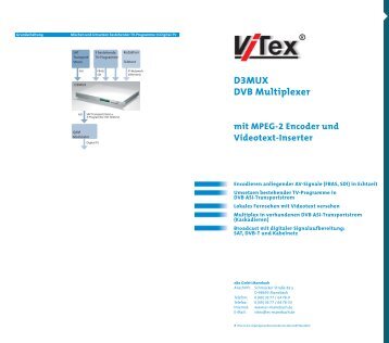 D3MUX DVB Multiplexer mit MPEG-2 Encoder ... - GloboTech GmbH