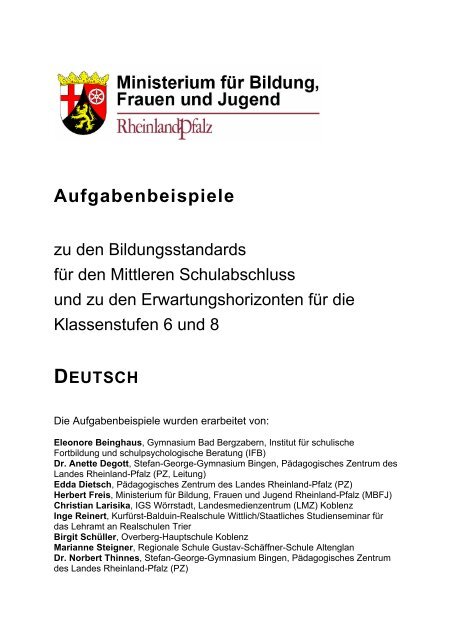 Aufgabenbeispiele - Bildungsserver Rheinland-Pfalz