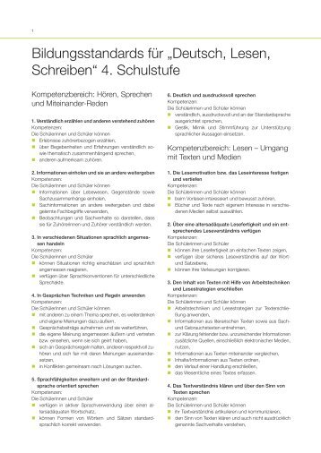 Bildungsstandards für „Deutsch, Lesen, Schreiben“ 4 ... - Bifie