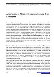 „Ansprache der Körperzellen zur Aktivierung ihrer Funktionen“ (6