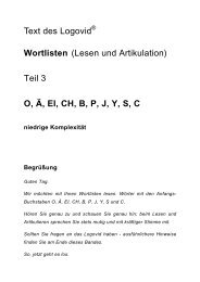 Text des Logovid Wortlisten (Lesen und Artikulation ... - LogoMedien