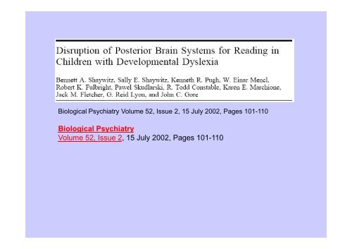 Neurobiologische Grundlagen des Lesens