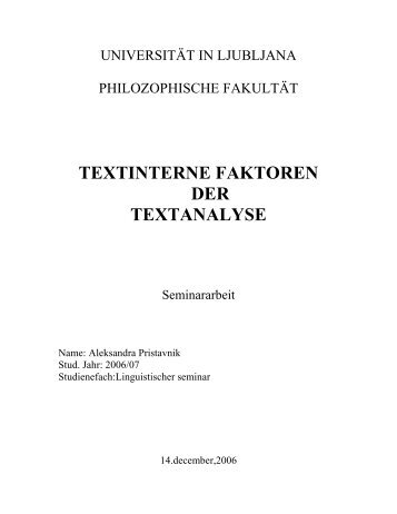 TEXTINTERNE FAKTOREN DER TEXTANALYSE - germanistika.NET