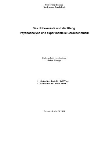 Das Unbewusste und der Klang. Psychoanalyse ... - Drone Records