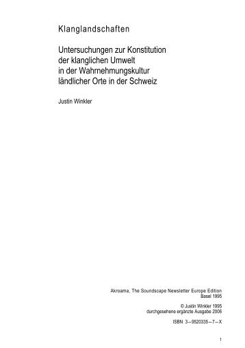 Klanglandschaften Untersuchungen zur Konstitution der ... - iacsa