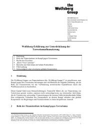 Wolfsberg-Erklärung zur Unterdrückung der ... - Wolfsberg Principles