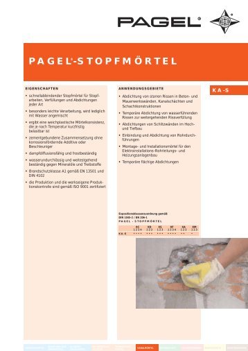 PAGEL®-STOPFMÖRTEL - Pagel Spezial-Beton GmbH & Co. KG