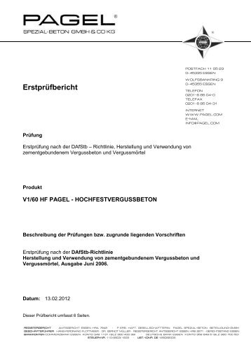 Erstprüfbericht - Pagel Spezial-Beton GmbH & Co. KG