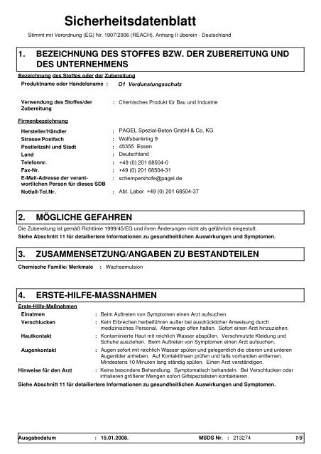 Sika NB 100 - Pagel Spezial-Beton GmbH &amp; Co. KG