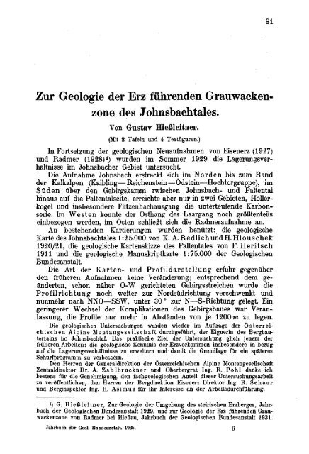 Zur Geologie der Erz führenden Grauwacken - Geologische ...