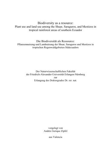 Biodiversity as a resource: - OPUS - Friedrich-Alexander-Universität ...