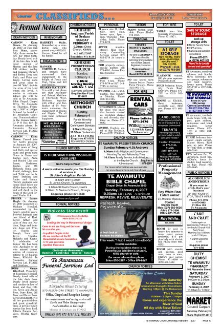 Te Awamutu Courier - February 1st, 2007 - Te Awamutu Online