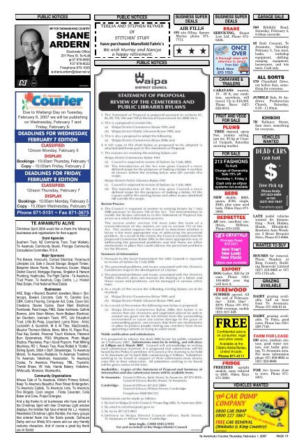 Te Awamutu Courier - February 1st, 2007 - Te Awamutu Online