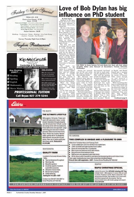 Te Awamutu Courier - February 1st, 2007 - Te Awamutu Online