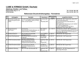 Referenzen Druckrohrleitungsbau - LUBE & KRINGS GmbH